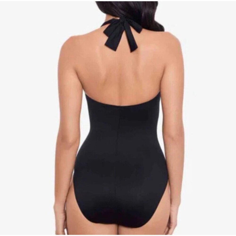 New! Miraclesuit Rock Solid Black Utopia One Piece Swimsuit in Black Sz 8 $188 - Picture 2 of 9
